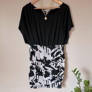 BCBGeneration Women's Short Sleeve Ruched Mini Dress with Round Neck